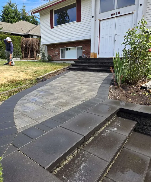 Paver Staircase Project with Retaining Wall Blocks in Edmonds 